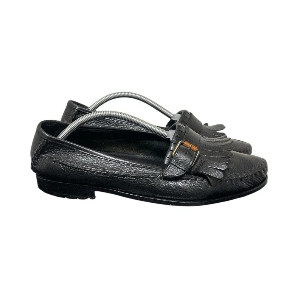 Vtg Bragano Cole Haan Loafer Men's 11 Black Leather Tassel Slip On Shoes Italy